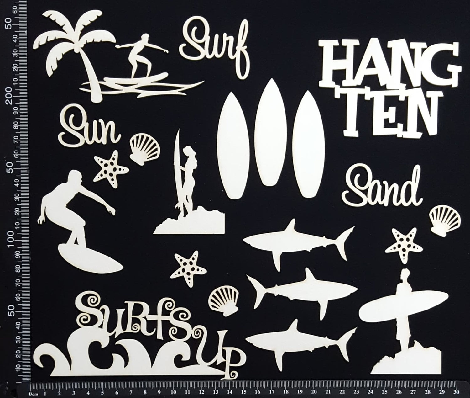 Surfing Elements - Set A - White Chipboard