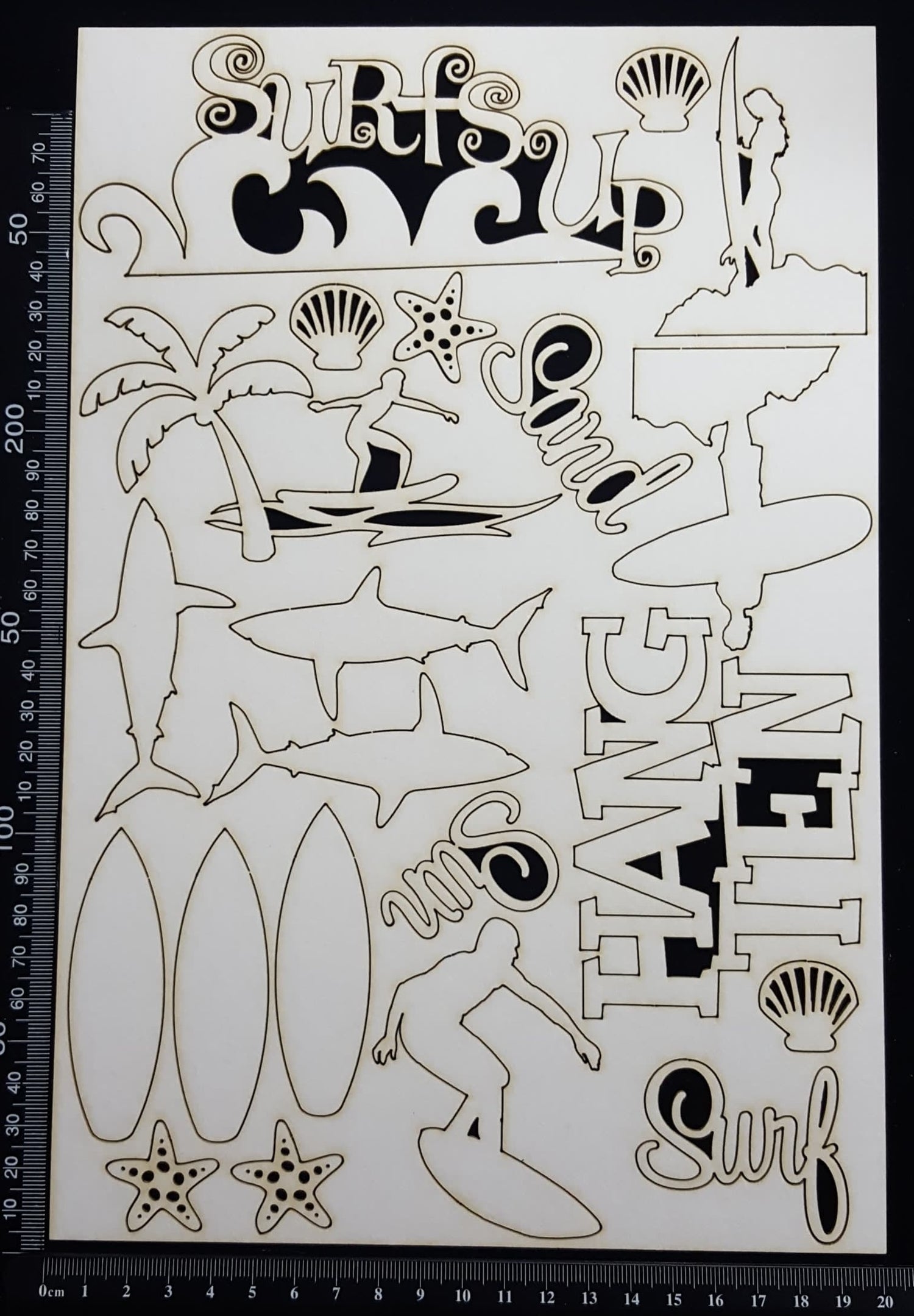 Surfing Elements - Set A - White Chipboard
