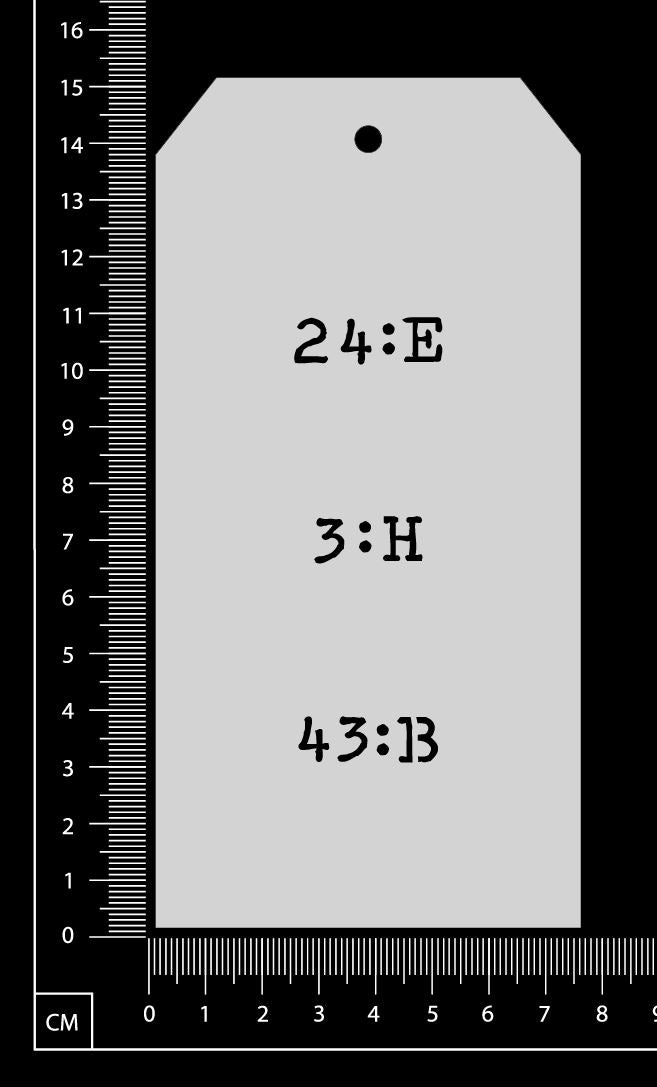 Tag Stencil - Vintage Numbers - C - 75mm x 150mm