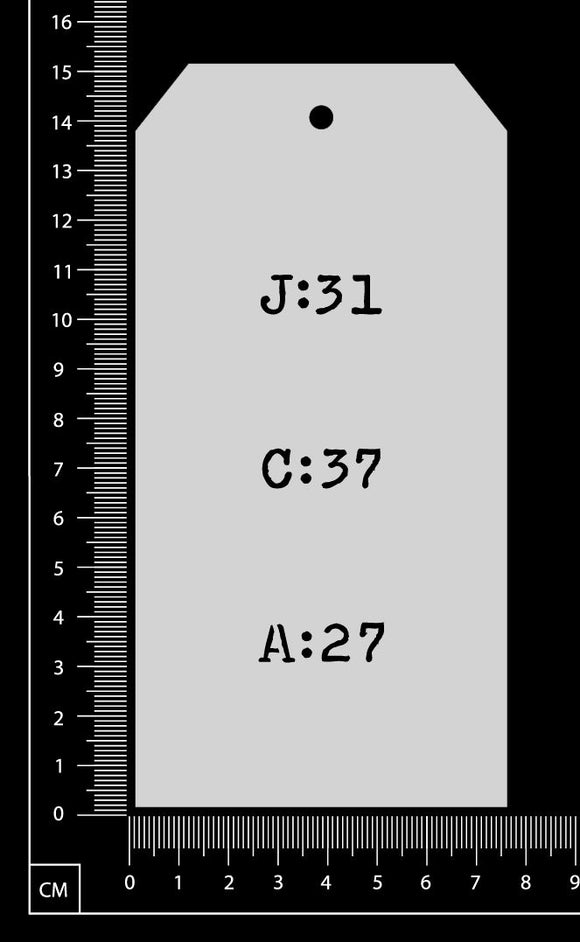 Tag Stencil - Vintage Numbers - D - 75mm x 150mm