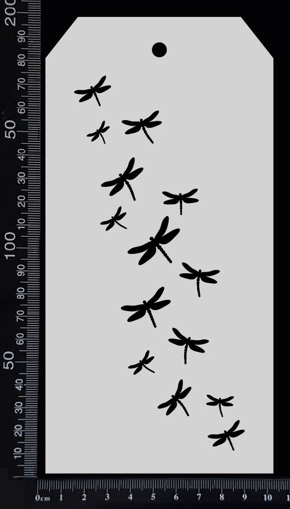 Tag Stencil - Dragonfly Trail - 100mm x 200mm