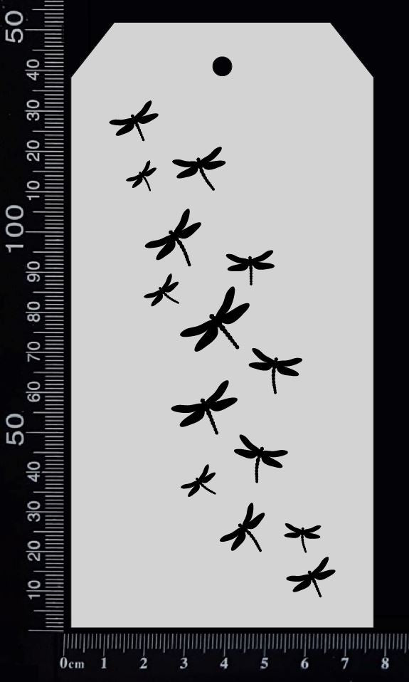 Tag Stencil - Dragonfly Trail - 75mm x 150mm