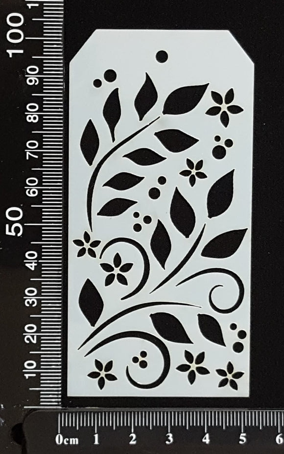 Tag Stencil - Leaves and Curls - 50mm x 100mm