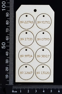 Tag of Elements - Laser Engraved Circle Number Tags - White Chipboard