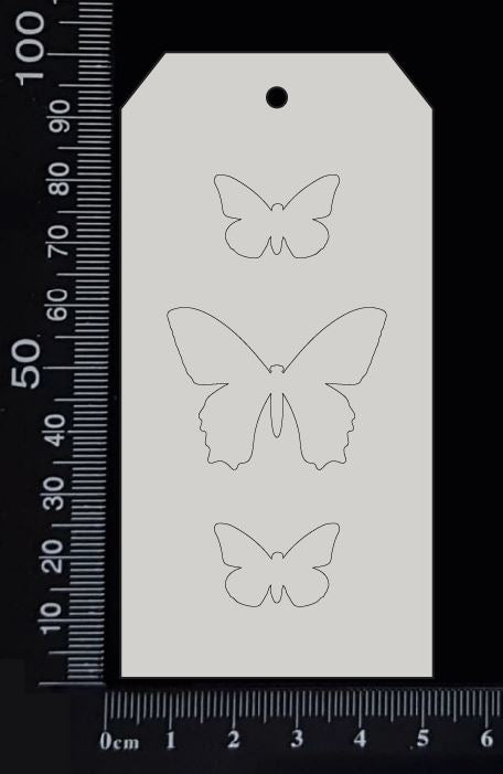 Tag of Elements - Butterflies - Engraved - D - White Chipboard