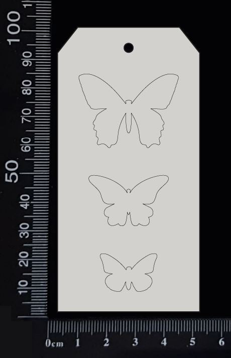 Tag of Elements - Butterflies - Engraved - E - White Chipboard