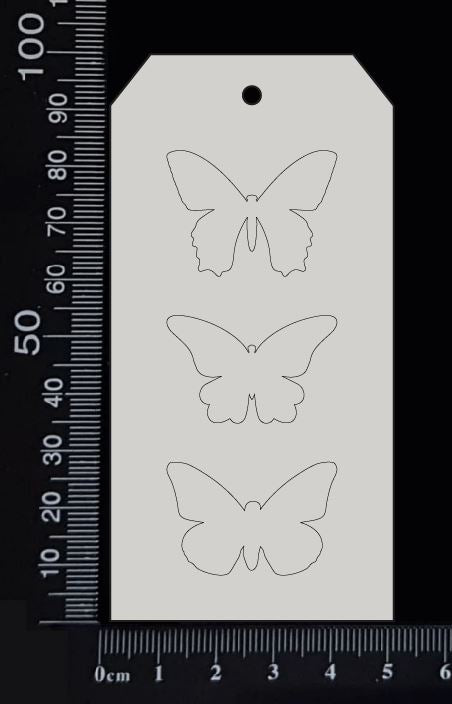 Tag of Elements - Butterflies - Engraved - F - White Chipboard