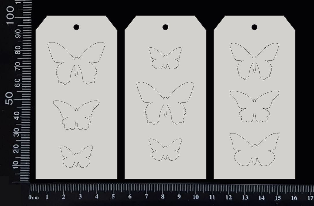 Tag of Elements - Butterflies - Engraved - Set - White Chipboard