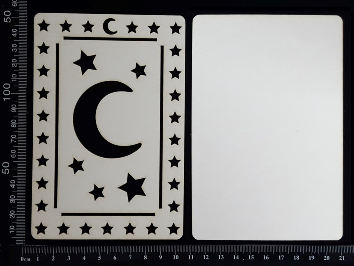 Tarot Card - Moon - A - Large - Layering Set - White Chipboard