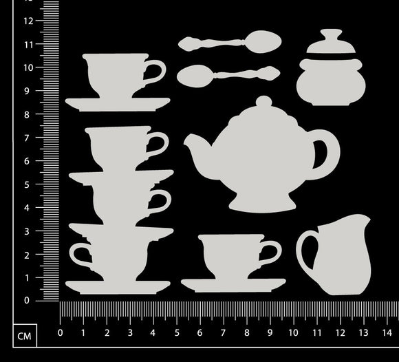 Tea Set - Small - White Chipboard