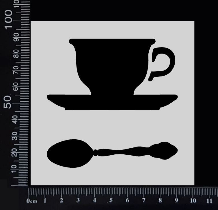 Tea and Spoon - Stencil - 100mm x 100mm
