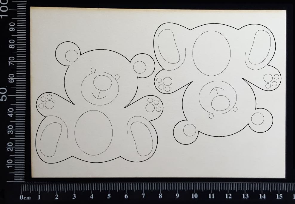 Teddy Bears - B - Small - White Chipboard