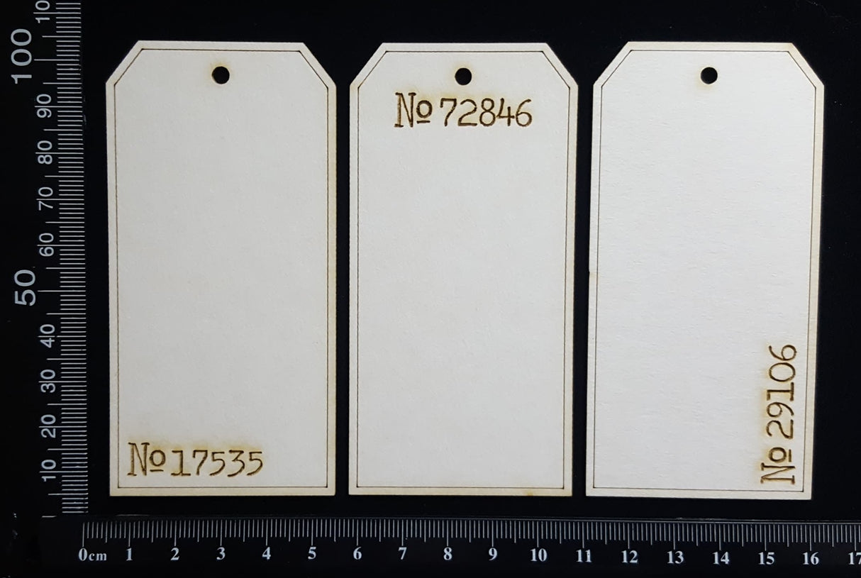 The Collector Tag Set - Small - Numbers - B - White Chipboard