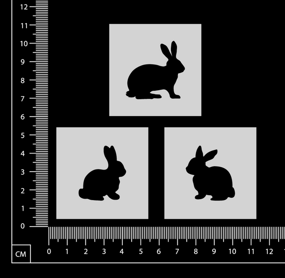 Tiny Stencil Set - Rabbits - L - 50mm x 50mm - Set of 3