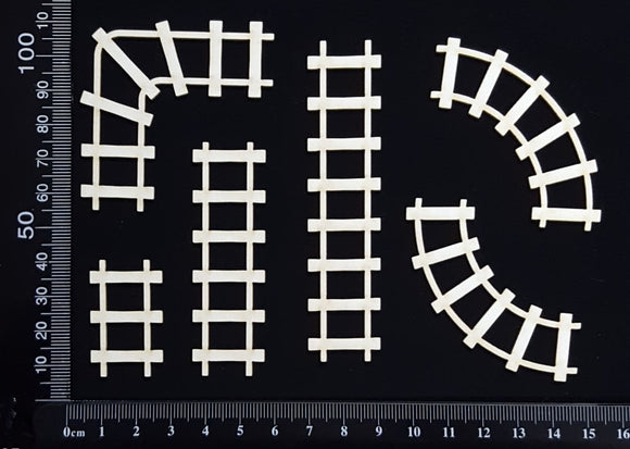 Train Tracks Set - A - Small - White Chipboard