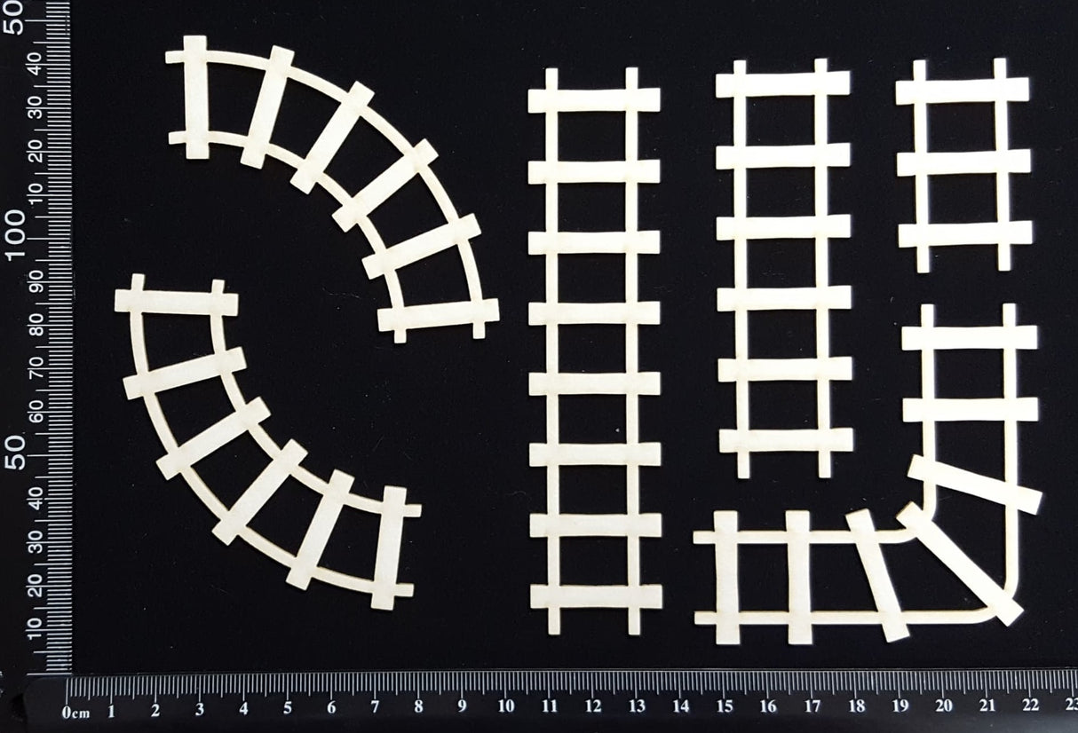 Train Tracks Set - B - Large - White Chipboard