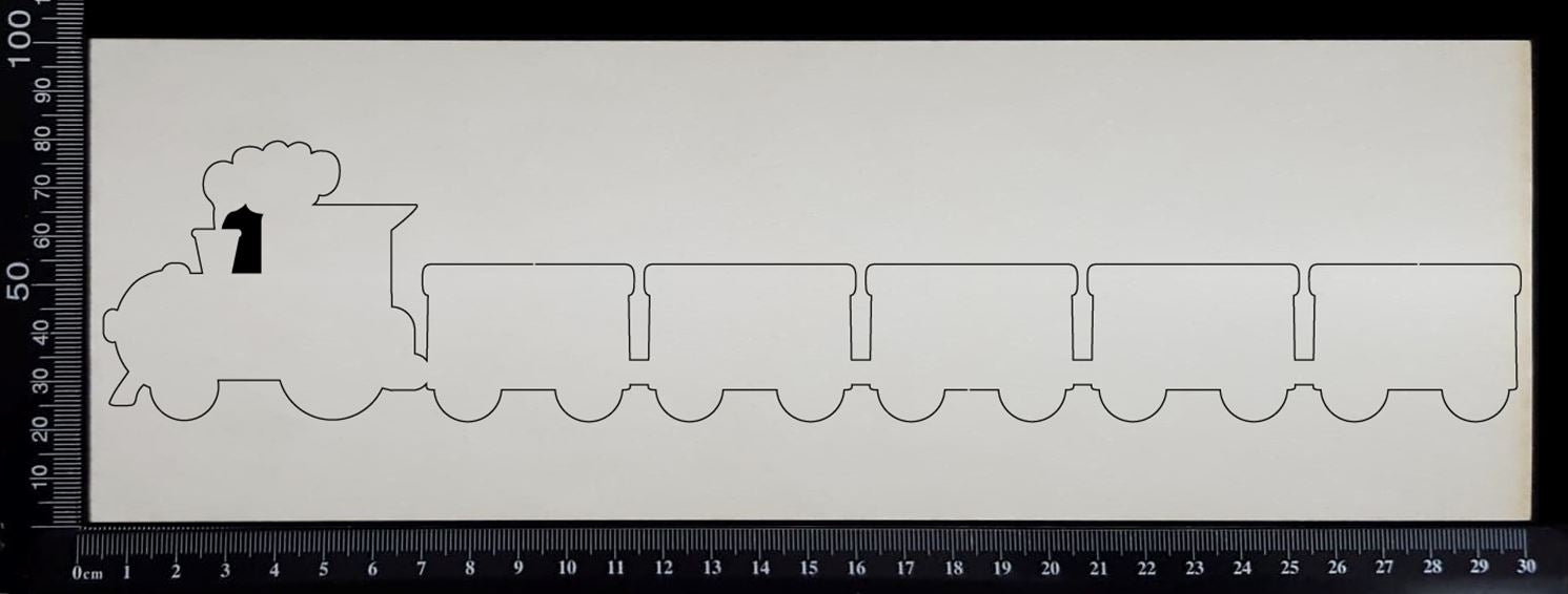 Train Border - A - Large - White Chipboard