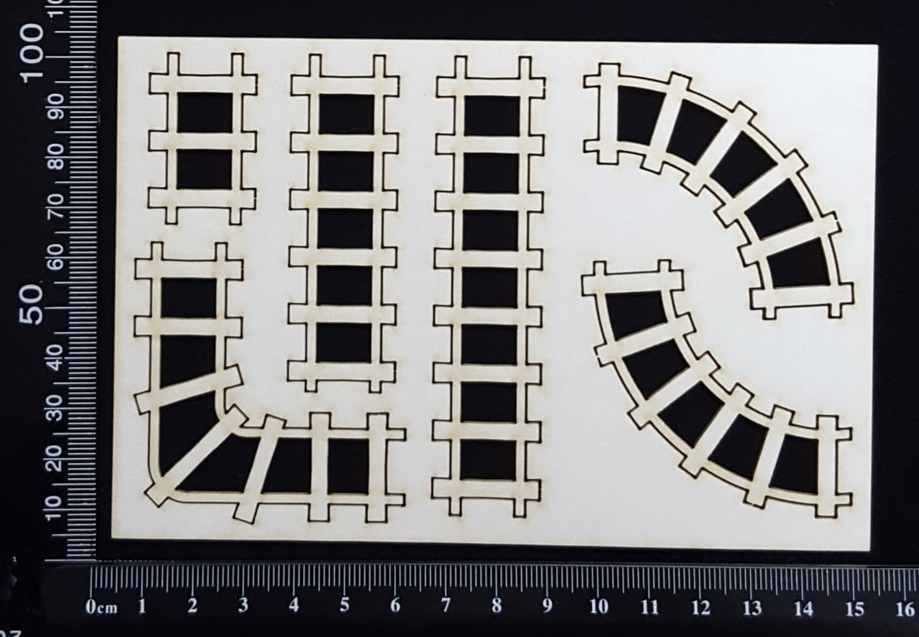 Train Tracks Set - A - Small - White Chipboard