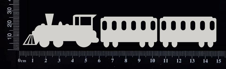 Train and Carriages - Small - White Chipboard