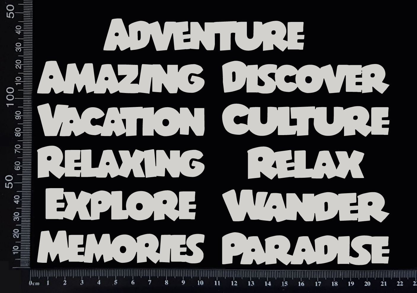 Travel Words Set - B - White Chipboard