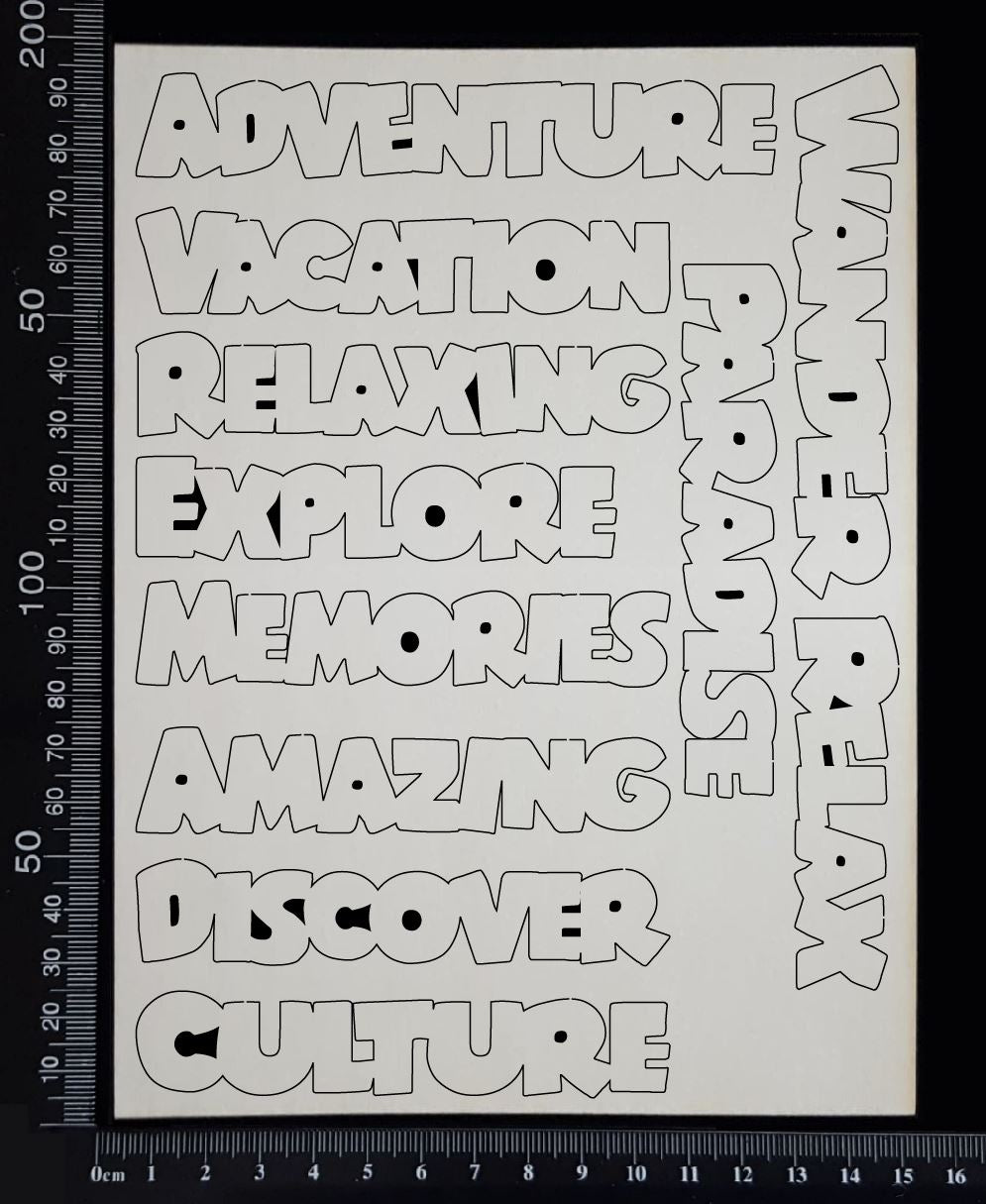 Travel Words Set - B - White Chipboard