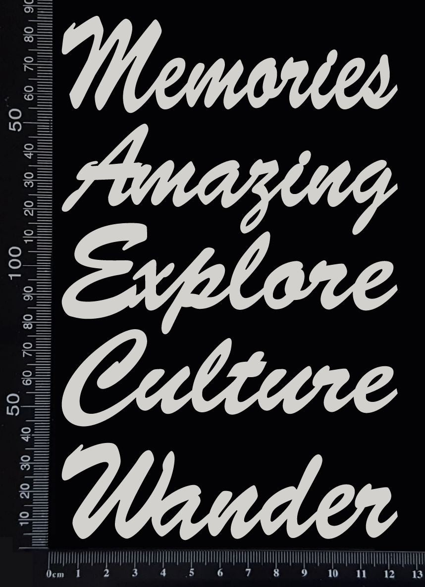 Travel Words Set - D - White Chipboard