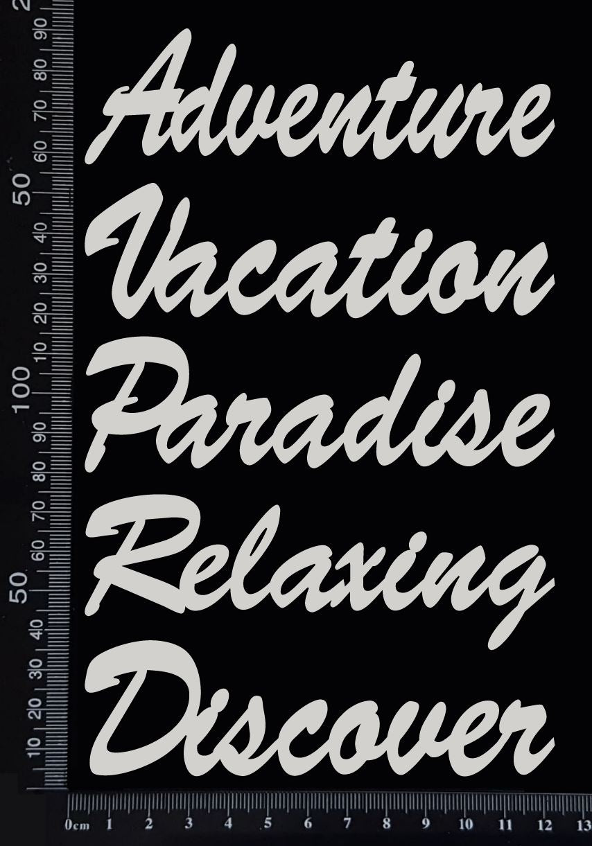 Travel Words Set - E - White Chipboard