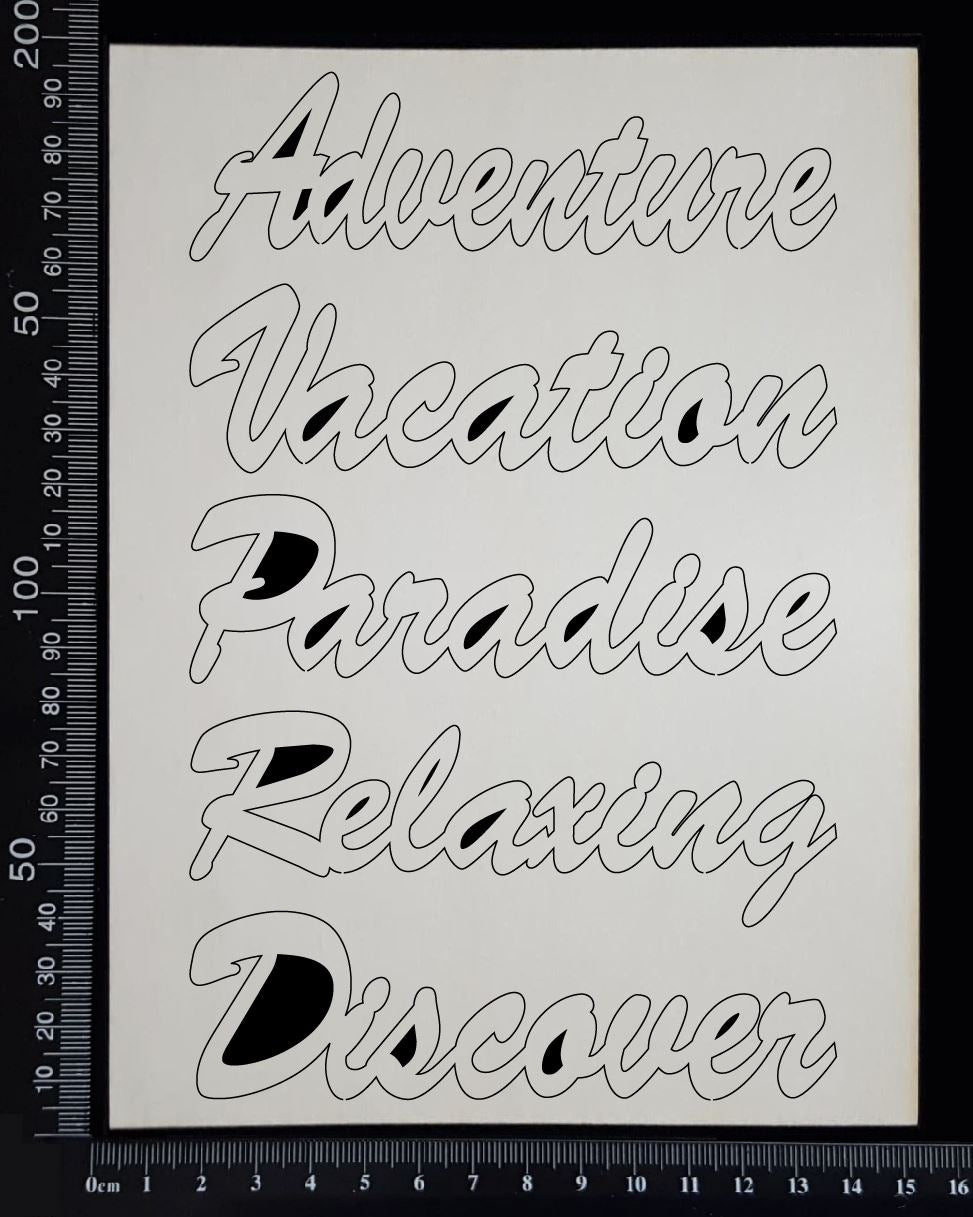 Travel Words Set - E - White Chipboard