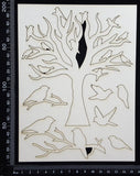 Tree of Birds Set - White Chipboard