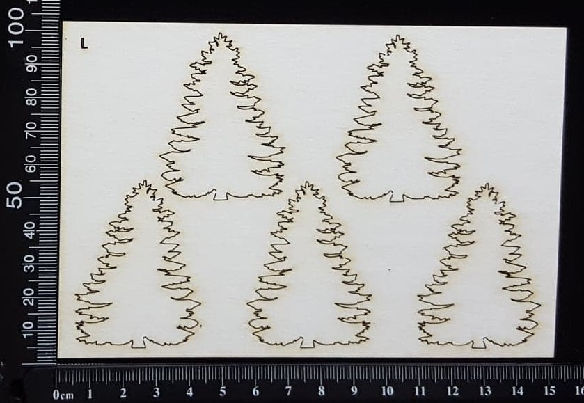 Trees Set - L - White Chipboard