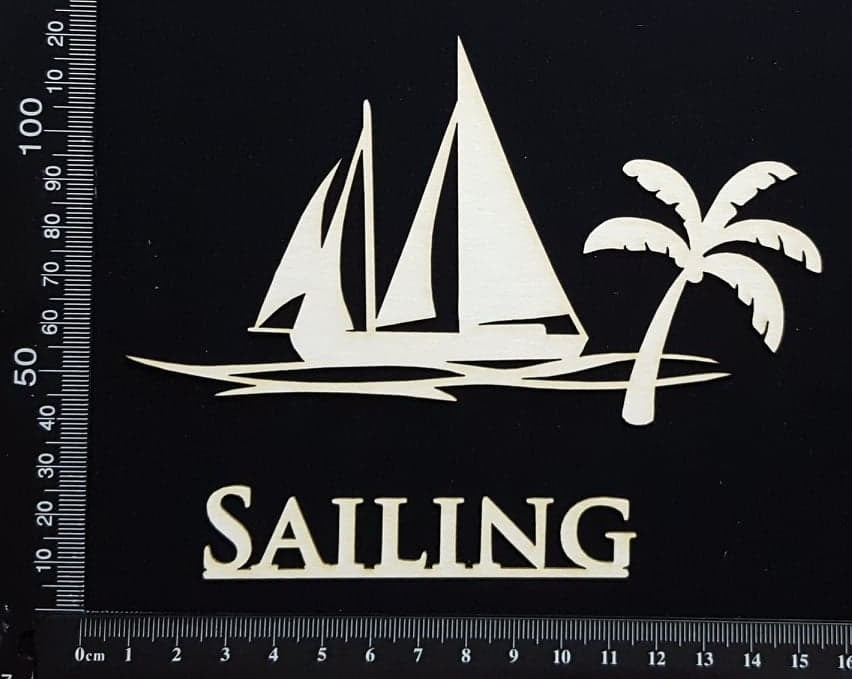 Tropical Scene - Sailing - White Chipboard