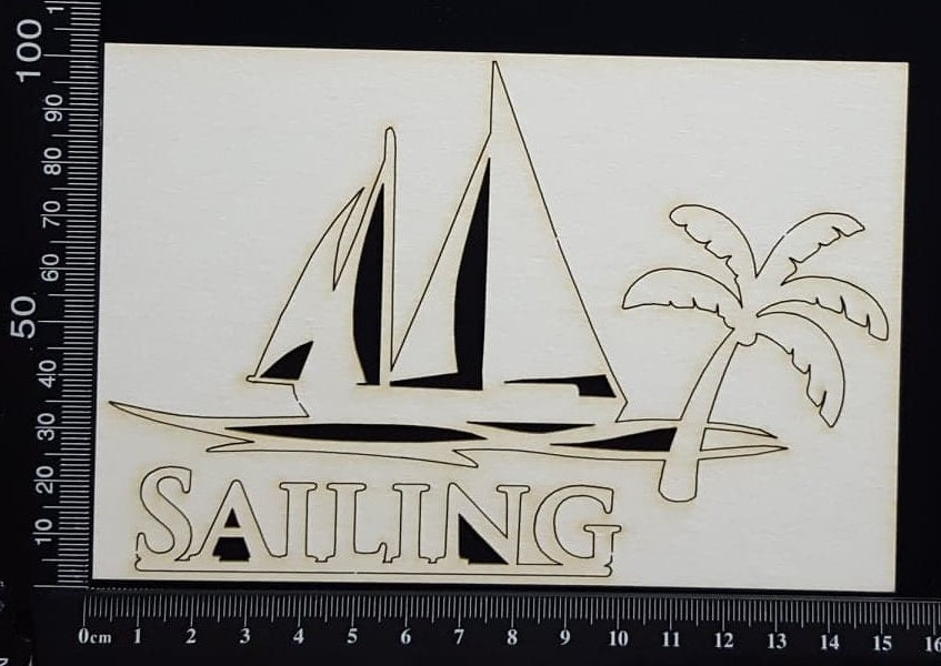 Tropical Scene - Sailing - White Chipboard