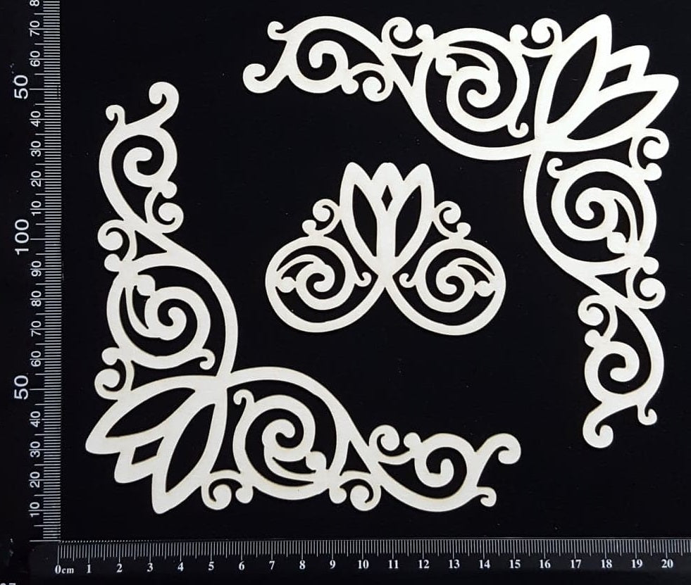 Tulip Corners Set - A - Large - White Chipboard