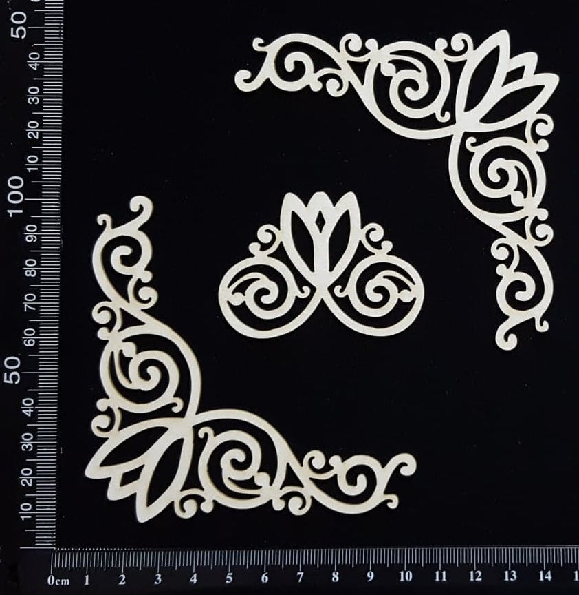 Tulip Corners Set - B - Small - White Chipboard