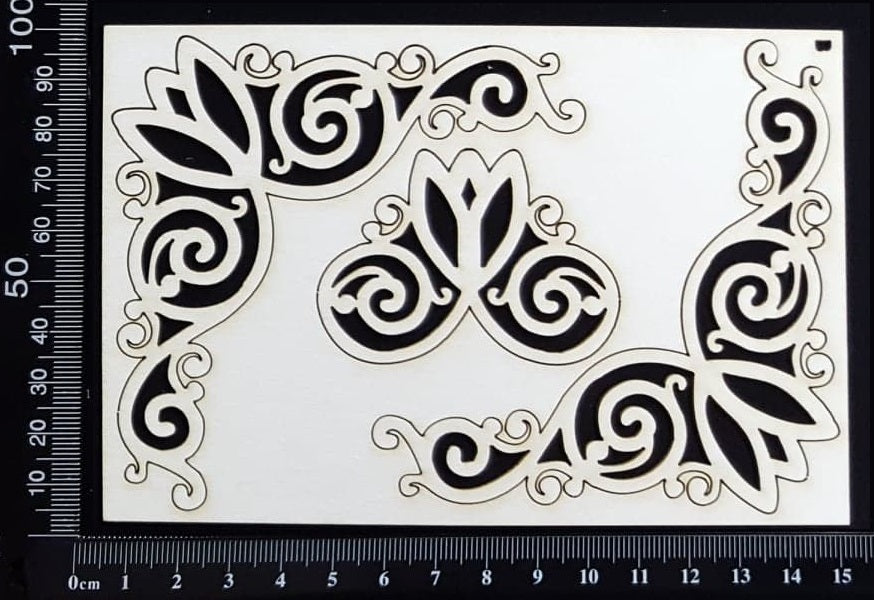 Tulip Corners Set - B - Small - White Chipboard