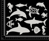 Underwater Animals Set - White Chipboard