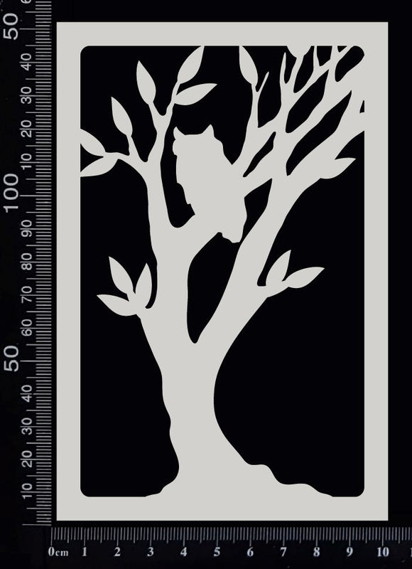 Scenic Frame - Owl in a Tree - White Chipboard