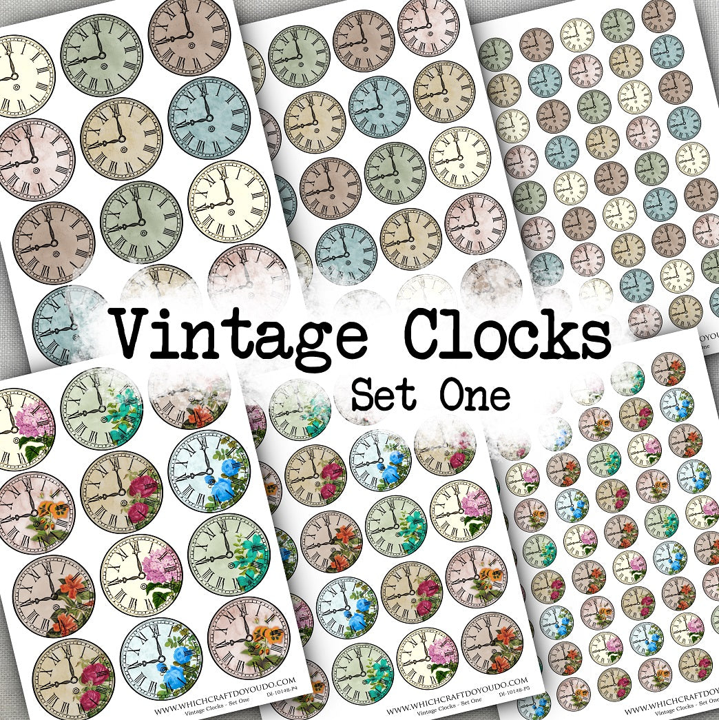 Vintage Clocks - Set One - DI-10148 - Digital Download