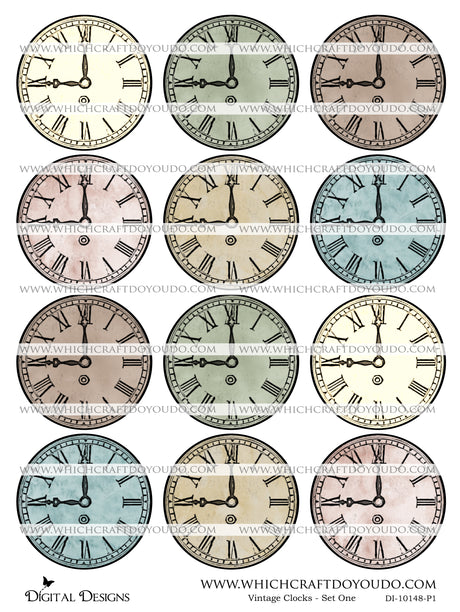 Vintage Clocks - Set One - DI-10148 - Digital Download