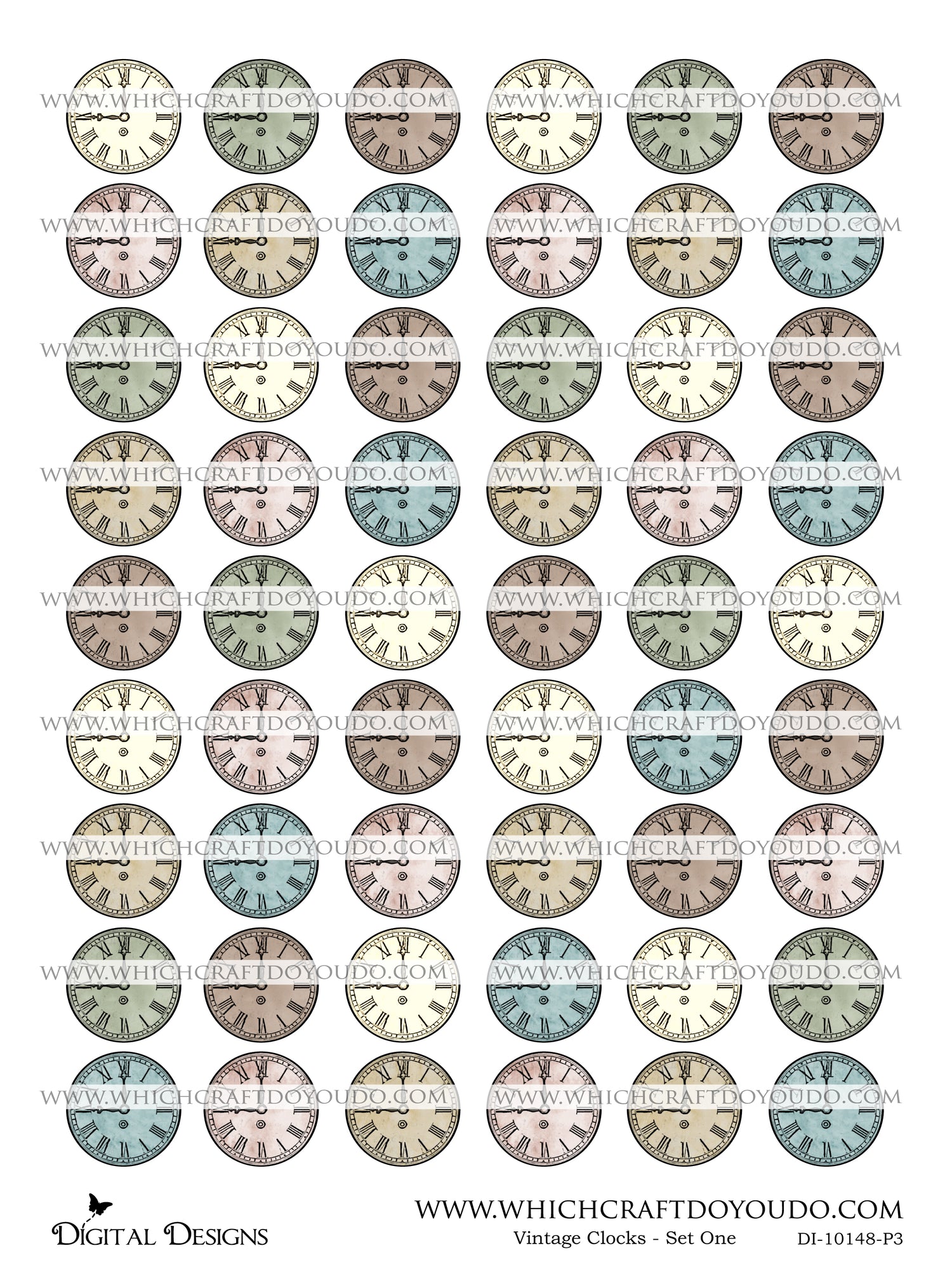 Vintage Clocks - Set One - DI-10148 - Digital Download