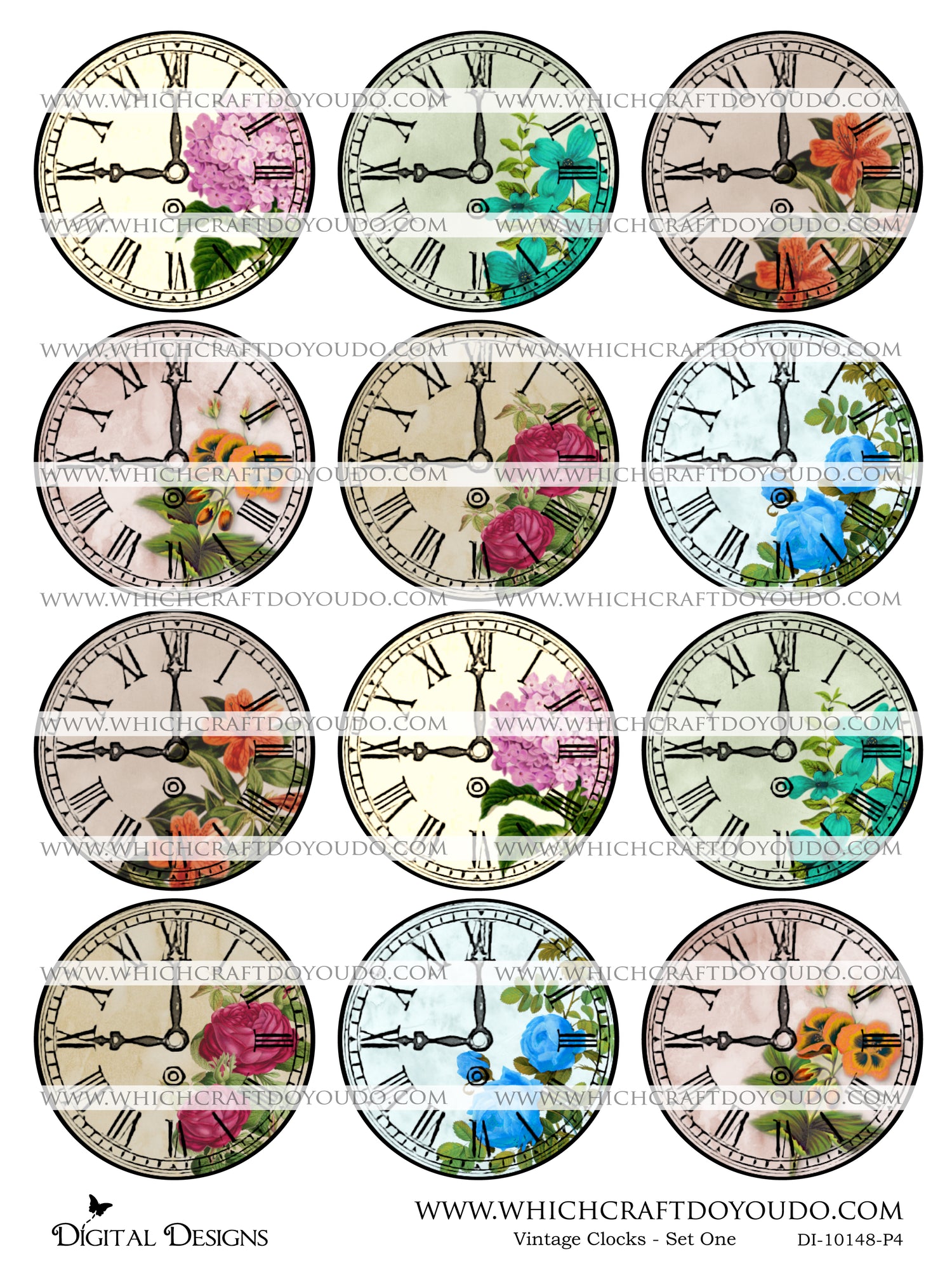 Vintage Clocks - Set One - DI-10148 - Digital Download