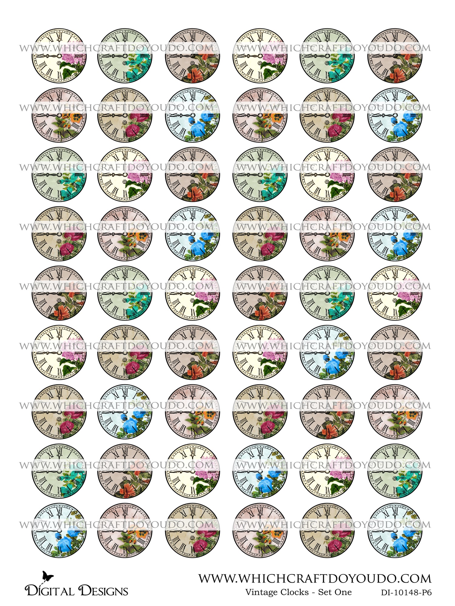 Vintage Clocks - Set One - DI-10148 - Digital Download
