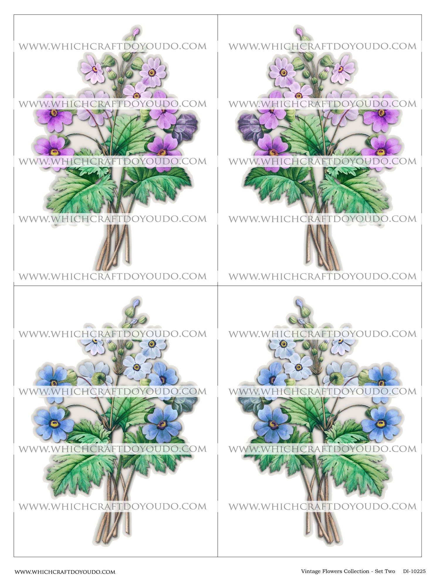 Vintage Flowers Collection - Set Two - DI-10225 - Digital Download