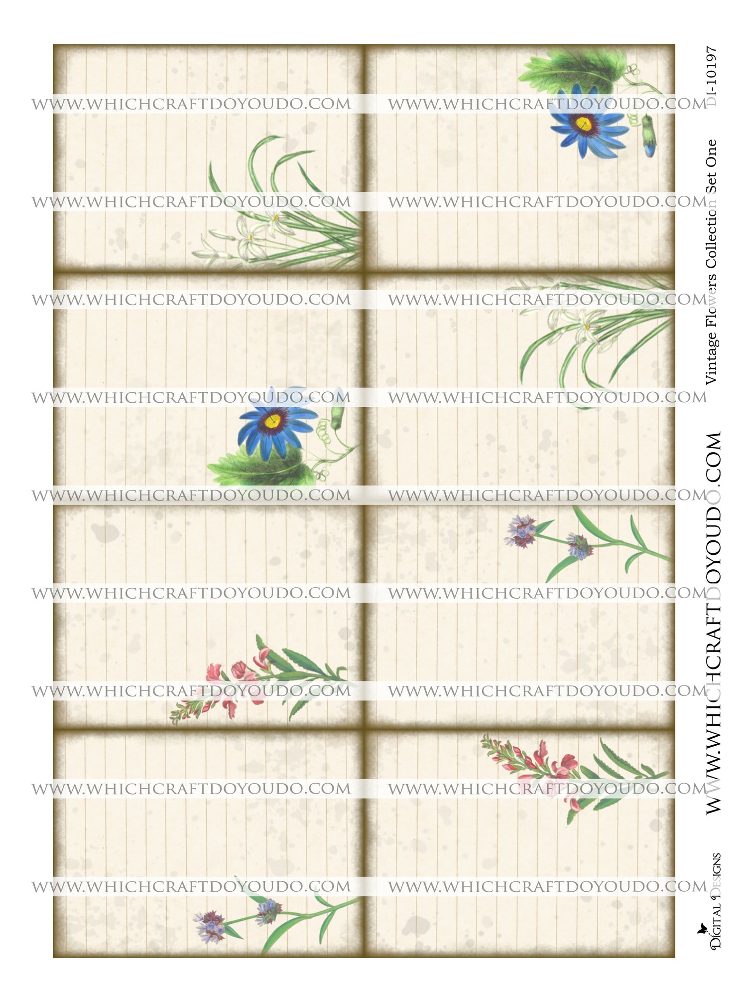Vintage Flowers Collection Set One - DI-10197 - Digital Download