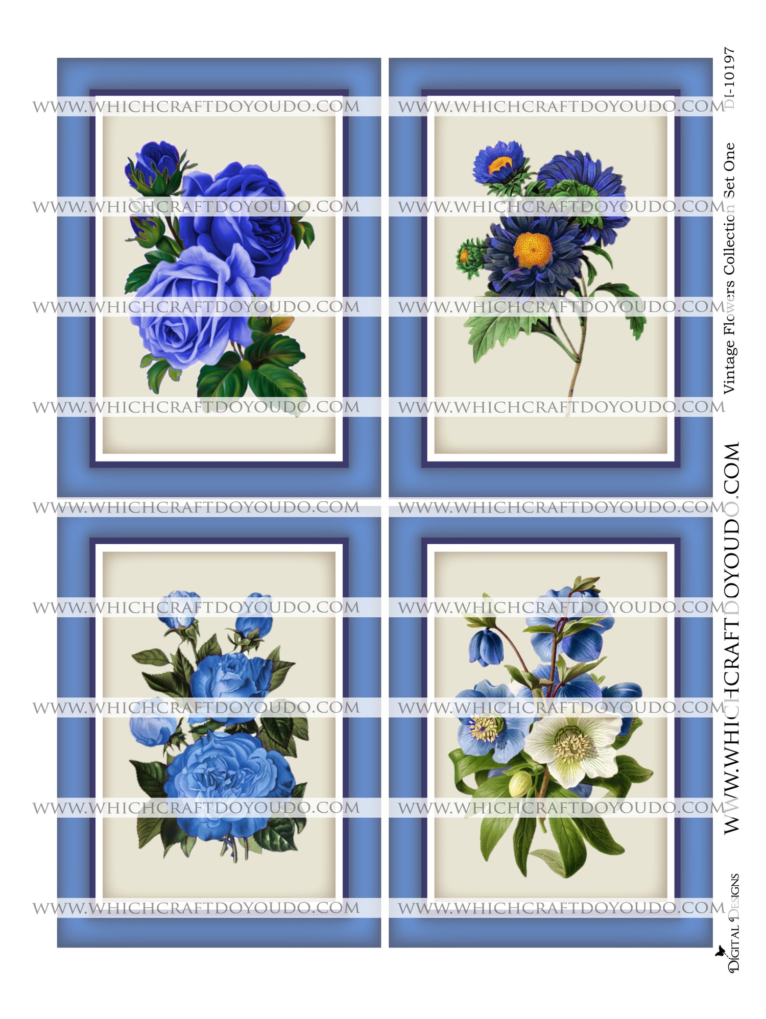 Vintage Flowers Collection Set One - DI-10197 - Digital Download