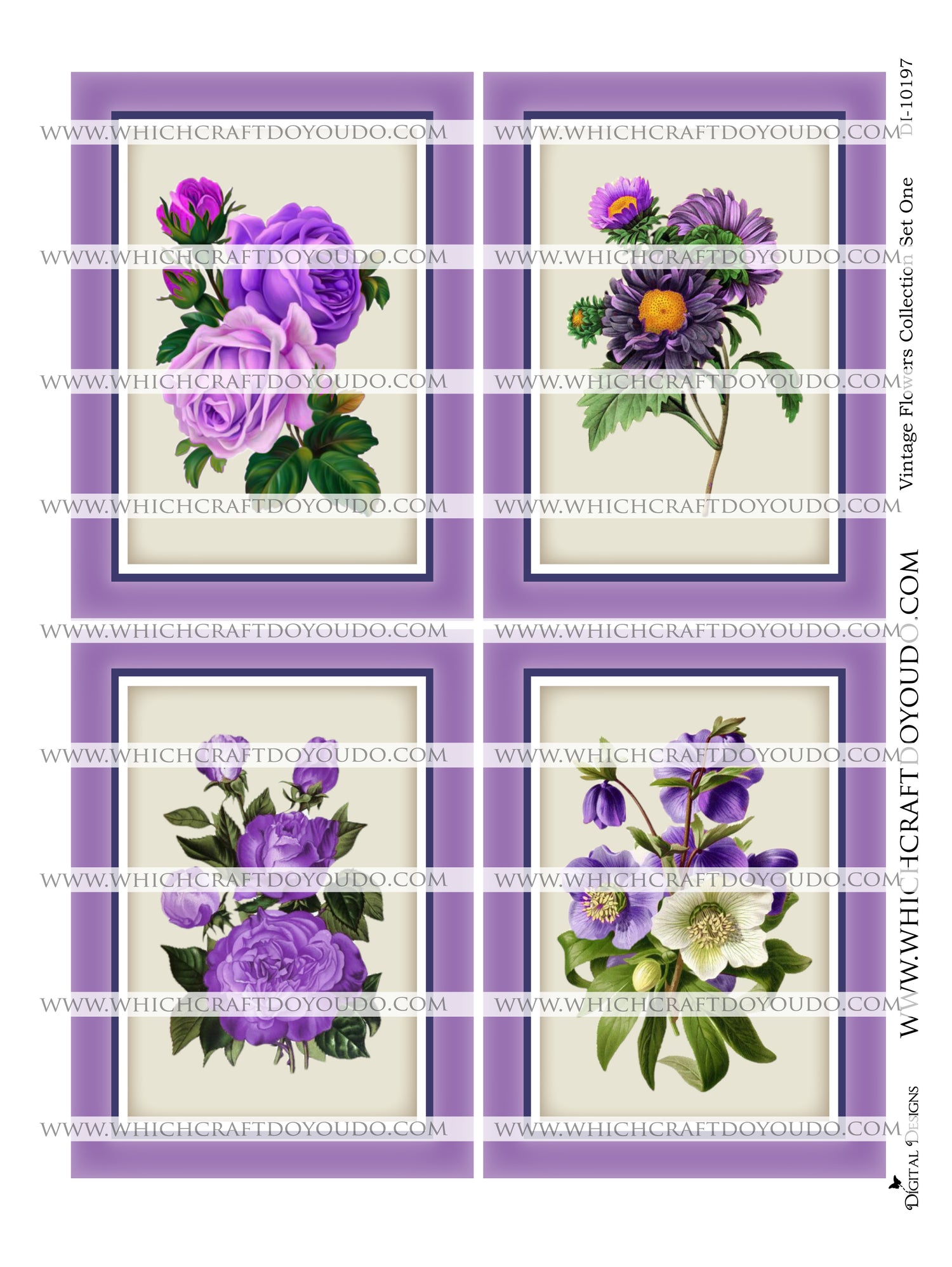 Vintage Flowers Collection Set One - DI-10197 - Digital Download