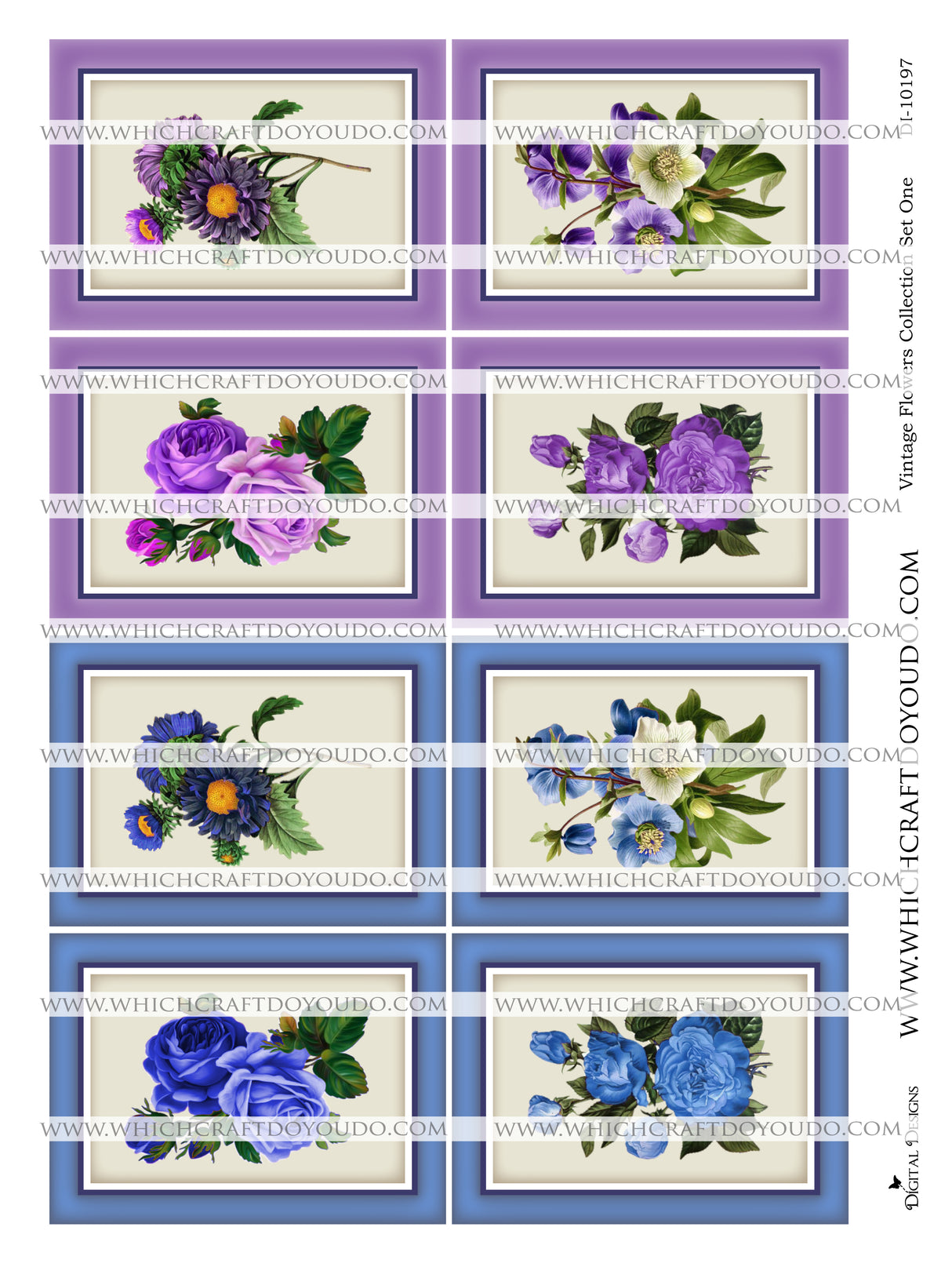 Vintage Flowers Collection Set One - DI-10197 - Digital Download
