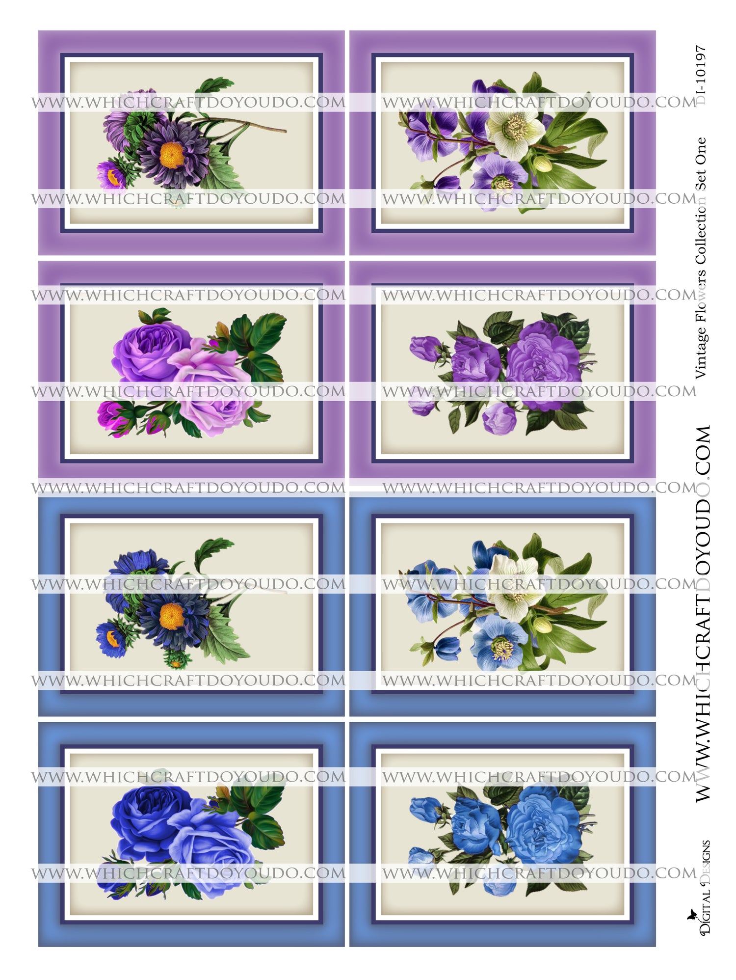 Vintage Flowers Collection Set One - DI-10197 - Digital Download