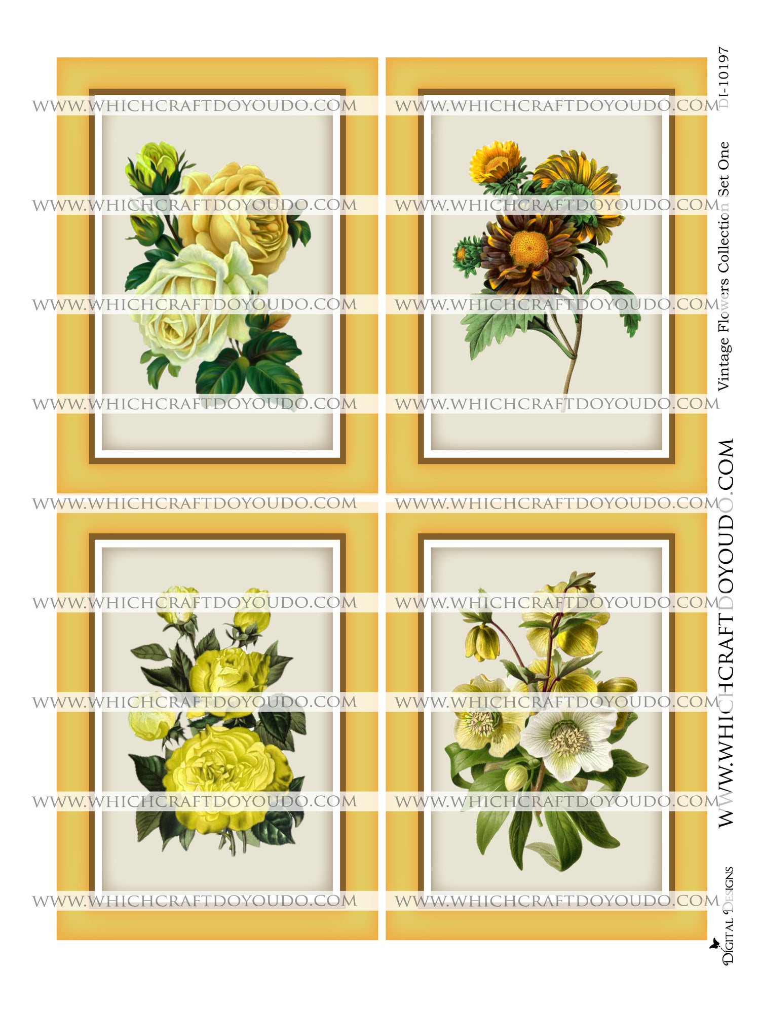 Vintage Flowers Collection Set One - DI-10197 - Digital Download