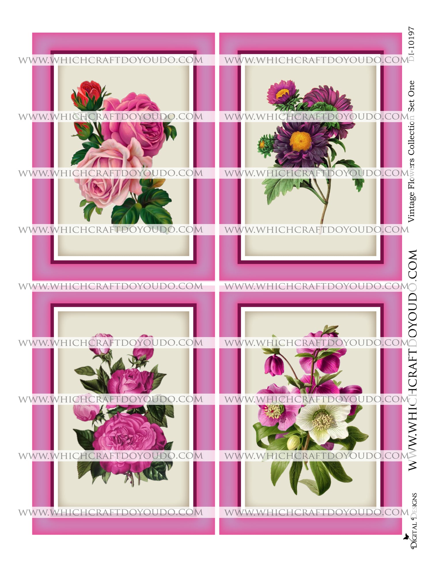 Vintage Flowers Collection Set One - DI-10197 - Digital Download